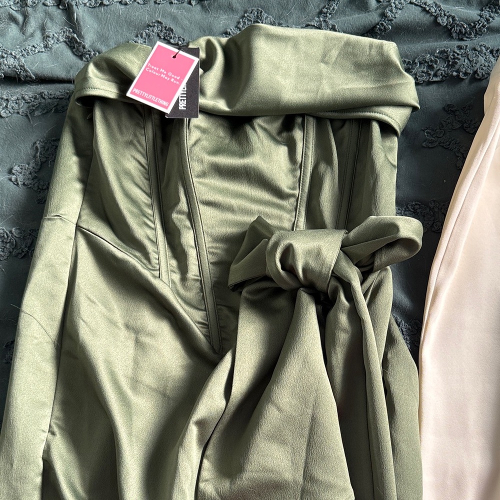 PrettyLittleThing Olive Asymmetrical Dress
